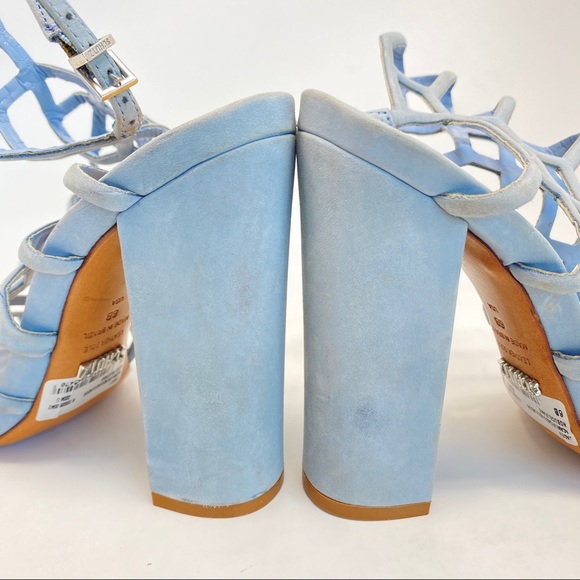 Schutz Jaden Baby Blue Cage Sandal Block Heels Size 6 - Picture 8 of 8